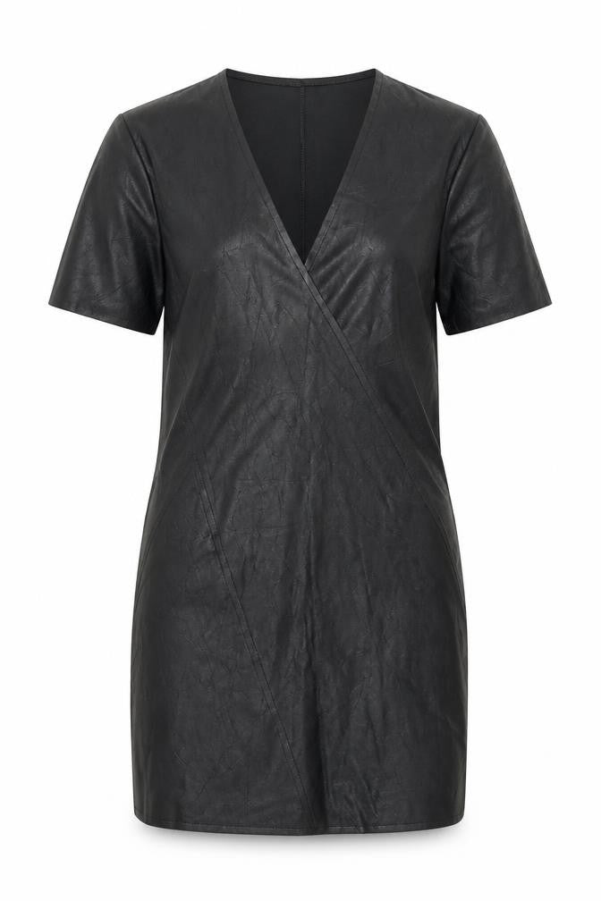 Front view of Zara women’s green polyester mini, size S, v-neck pullover