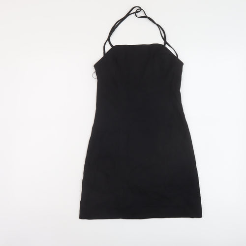 Zara Womens Black Polyester Mini Size S Square Neck Zip
