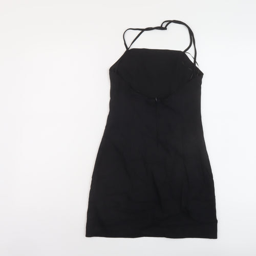 Zara Womens Black Polyester Mini Size S Square Neck Zip