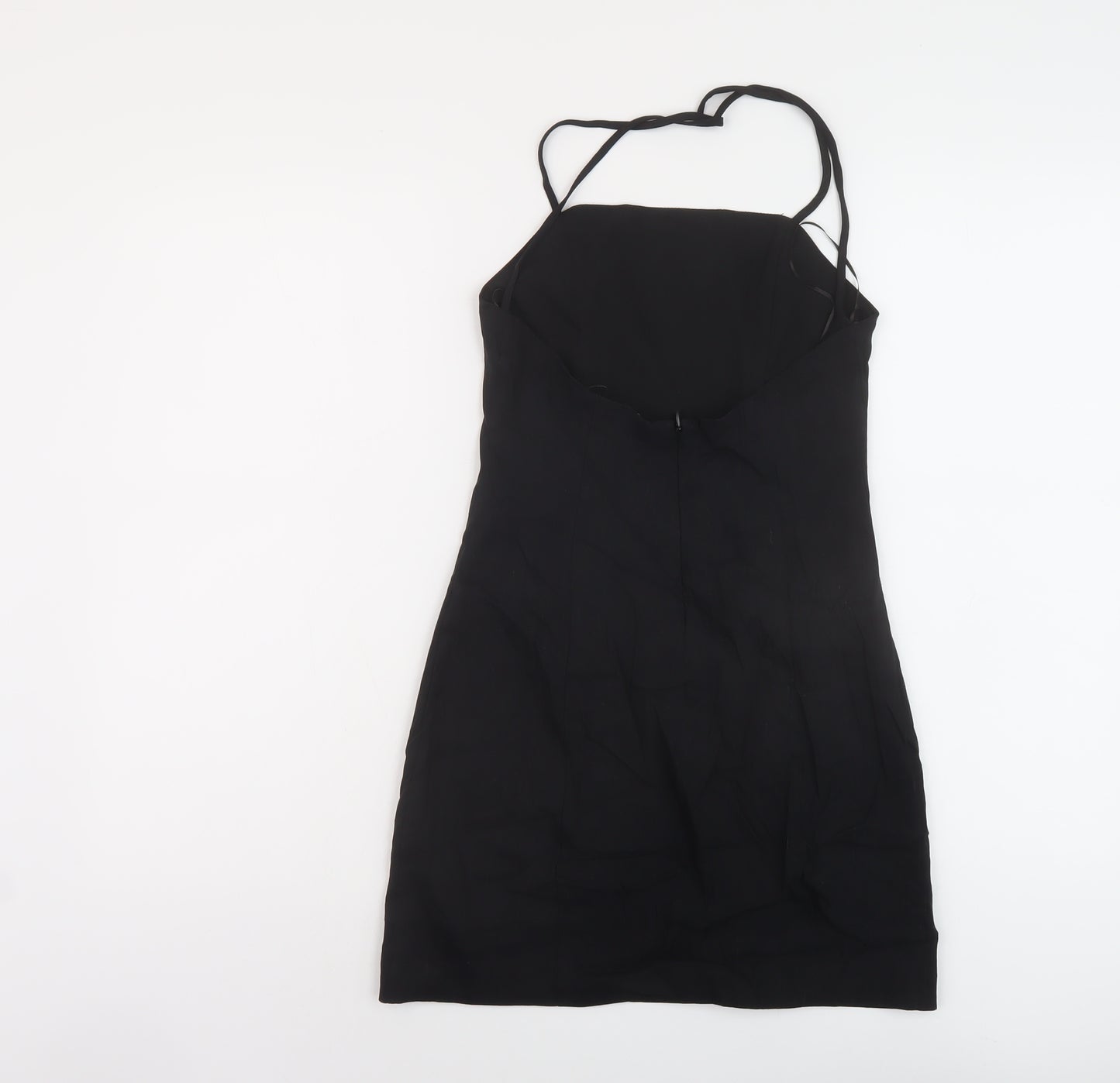 Zara Womens Black Polyester Mini Size S Square Neck Zip