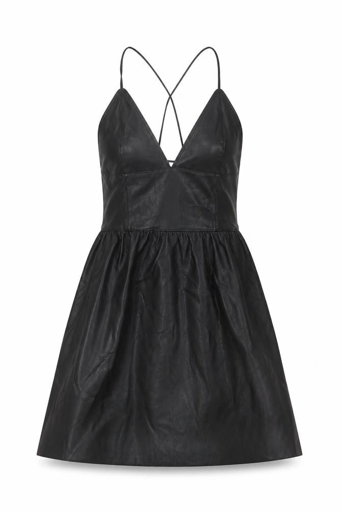 Front view of Zara women’s black polyester a-line, size S, v-neck zip