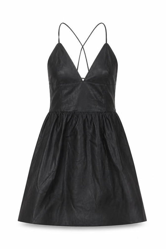 Front view of Zara women’s black polyester a-line, size S, v-neck zip