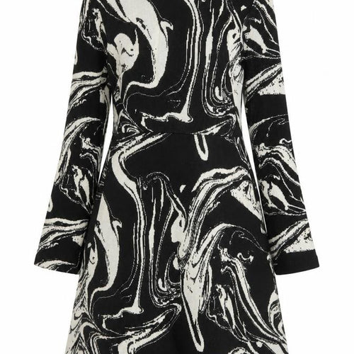 Zara Womens Black Geometric Polyester Jumper Dress Size S Mock Neck Zip