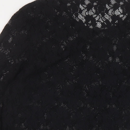 Bianca Womens Black Polyester Basic Blouse Size 14 Round Neck