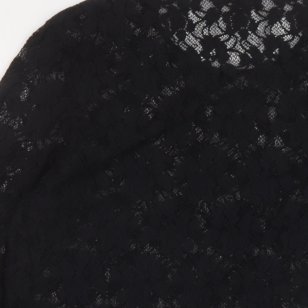Bianca Womens Black Polyester Basic Blouse Size 14 Round Neck