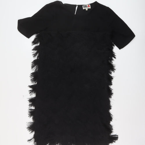 River Island Womens Black Polyester Trapeze & Swing Size 10 Round Neck Button