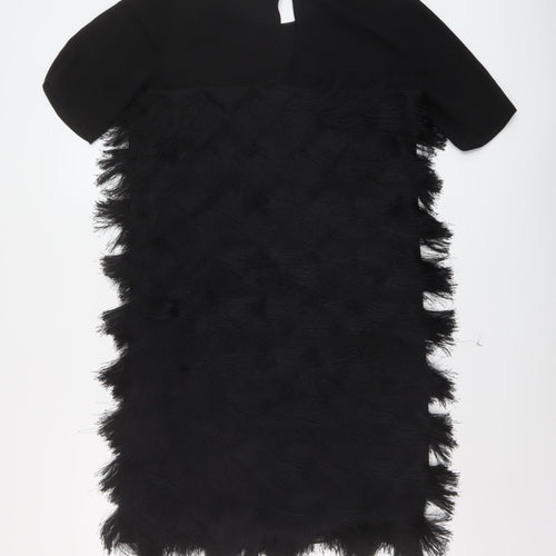 River Island Womens Black Polyester Trapeze & Swing Size 10 Round Neck Button