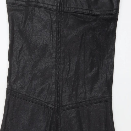 Miss Selfridge Womens Black Polyester Mini Size 8 One Shoulder Zip