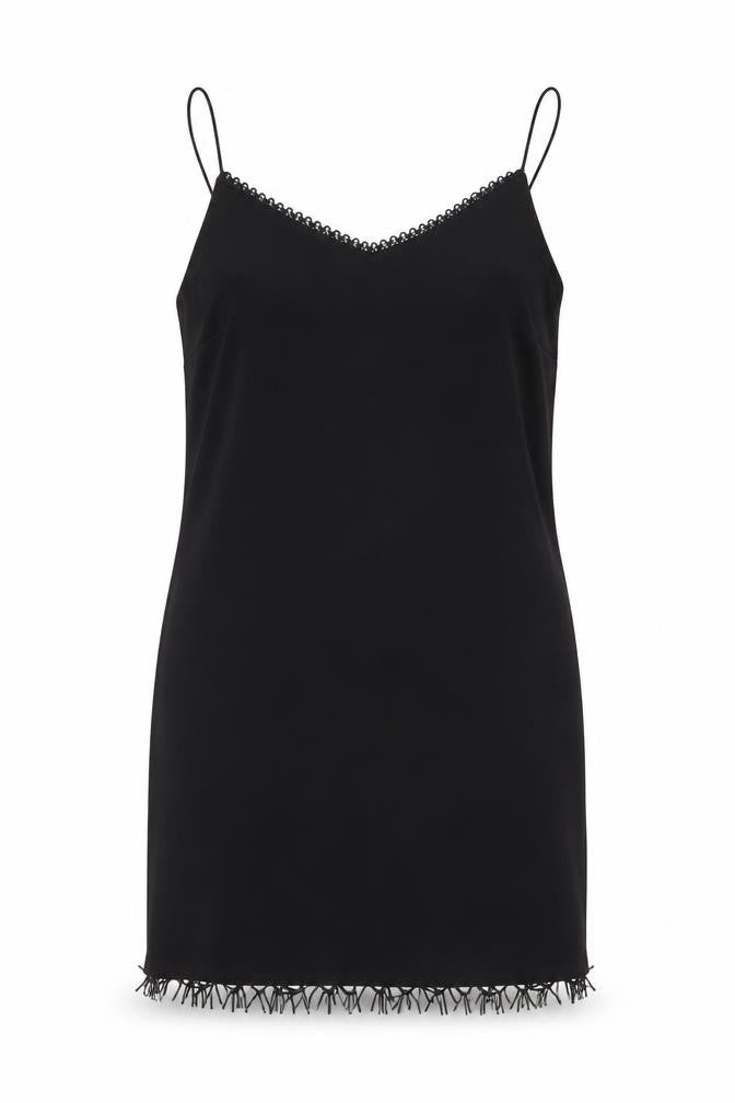 Front view of Dorothy Perkins women’s black polyester mini, size UK 14, sweetheart pullover