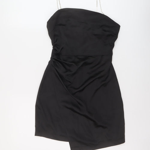 Zara Womens Black Polyester Mini Size S Square Neck Zip