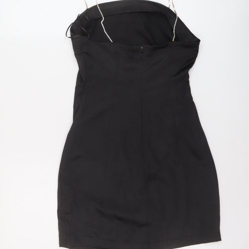 Zara Womens Black Polyester Mini Size S Square Neck Zip