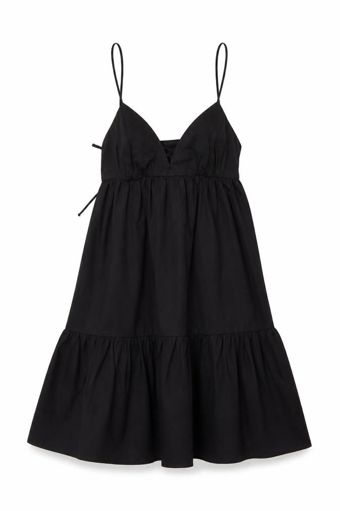 Front view of Zara women’s black cotton a-line, size XS, v-neck pullover