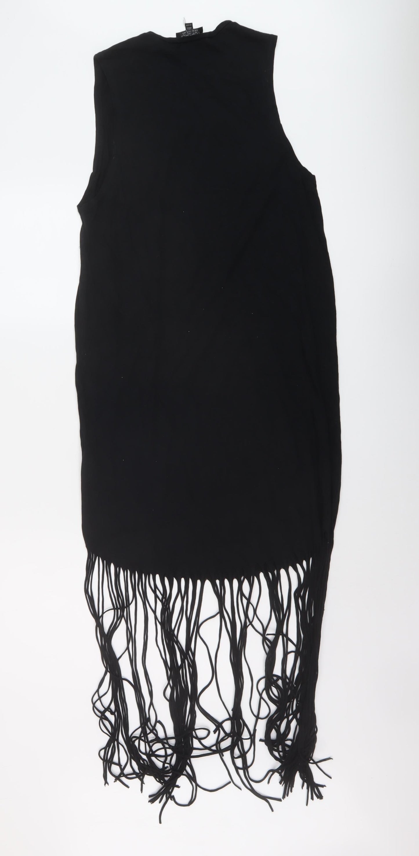 Topshop Womens Black Viscose A-Line Size 8 Round Neck Pullover