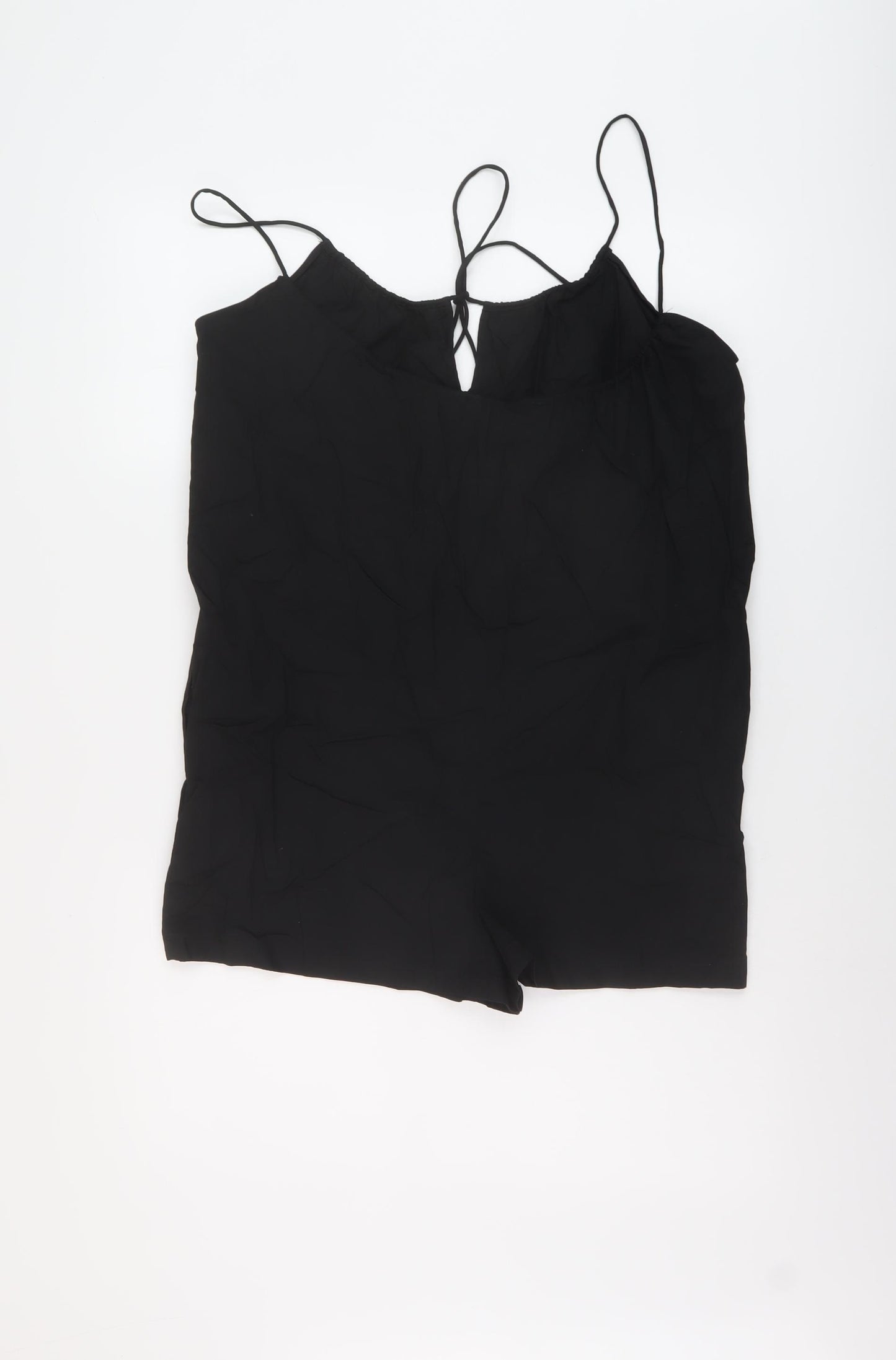 Zara Womens Black Cotton Playsuit One-Piece Size S Tie