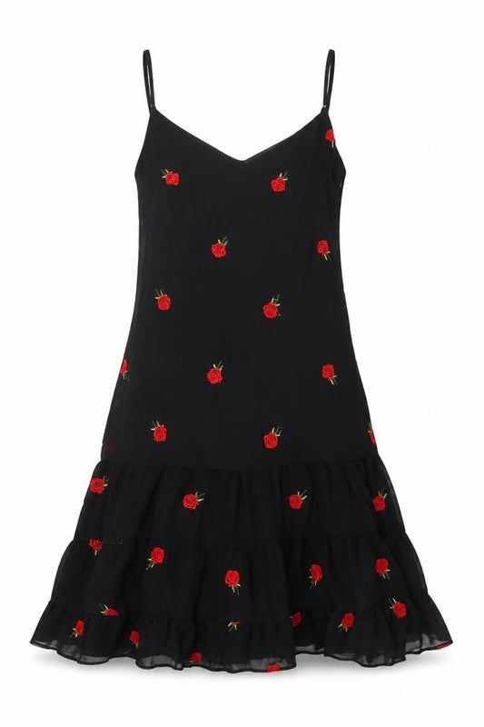 Front view of Nasty Gal women’s black geometric polyester a-line, size UK 10, v-neck zip