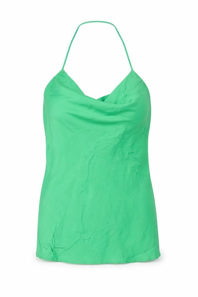 Front view of Zara women’s green viscose mini, size XS, collared pullover