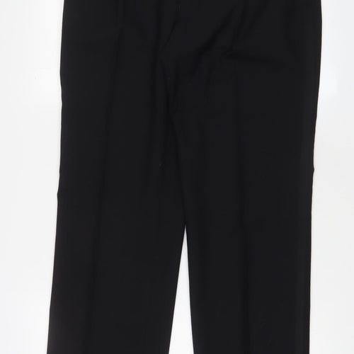 St Michael Mens Black Wool Trousers Size 34 in L33 in Regular Zip - Long Leg, Pockets