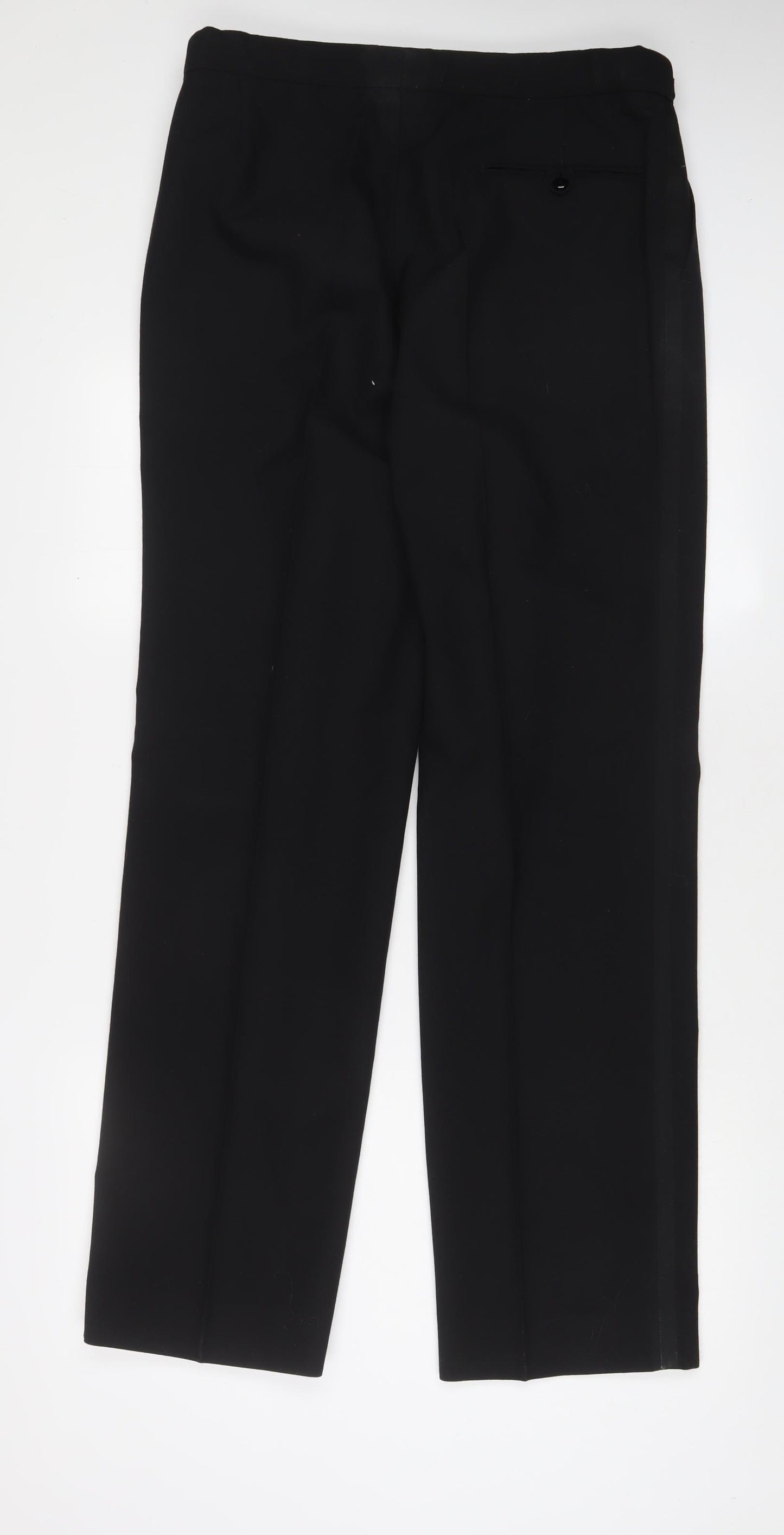 St Michael Mens Black Wool Trousers Size 34 in L33 in Regular Zip - Long Leg, Pockets