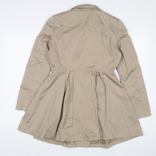 H&M Womens Beige Military Jacket Coat Size 8 Button - Pockets