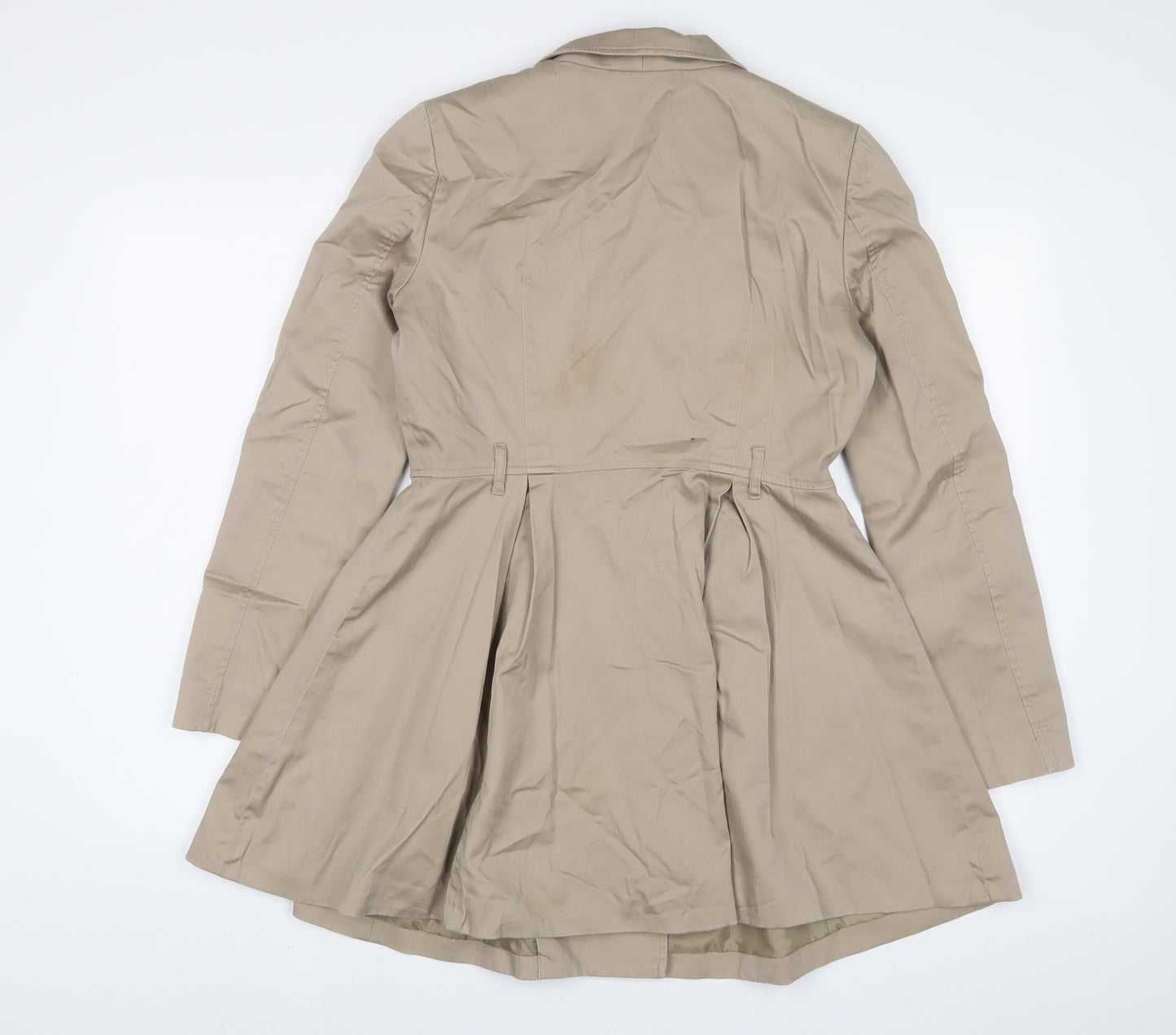 H&M Womens Beige Military Jacket Coat Size 8 Button - Pockets