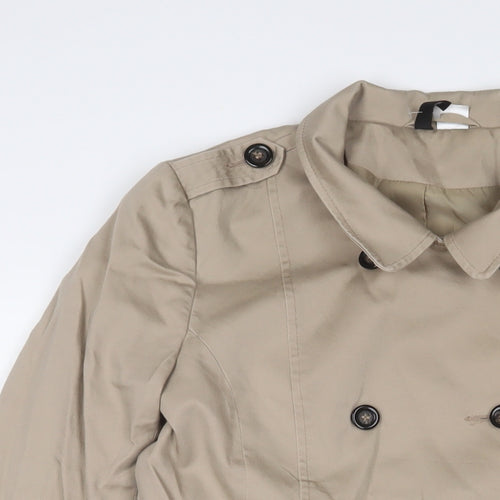 H&M Womens Beige Military Jacket Coat Size 8 Button - Pockets