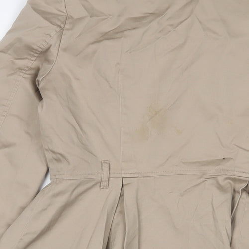 H&M Womens Beige Military Jacket Coat Size 8 Button - Pockets