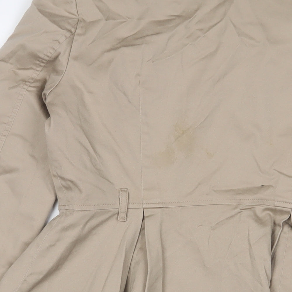 H&M Womens Beige Military Jacket Coat Size 8 Button - Pockets