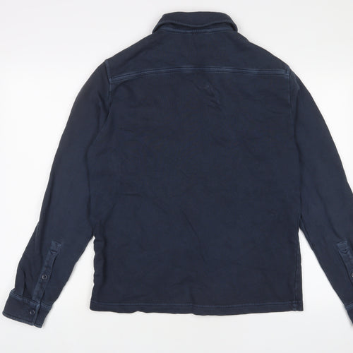 Marks and Spencer Mens Blue Cotton Button-Up Size S Collared Button