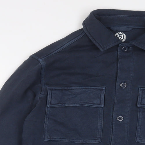 Marks and Spencer Mens Blue Cotton Button-Up Size S Collared Button