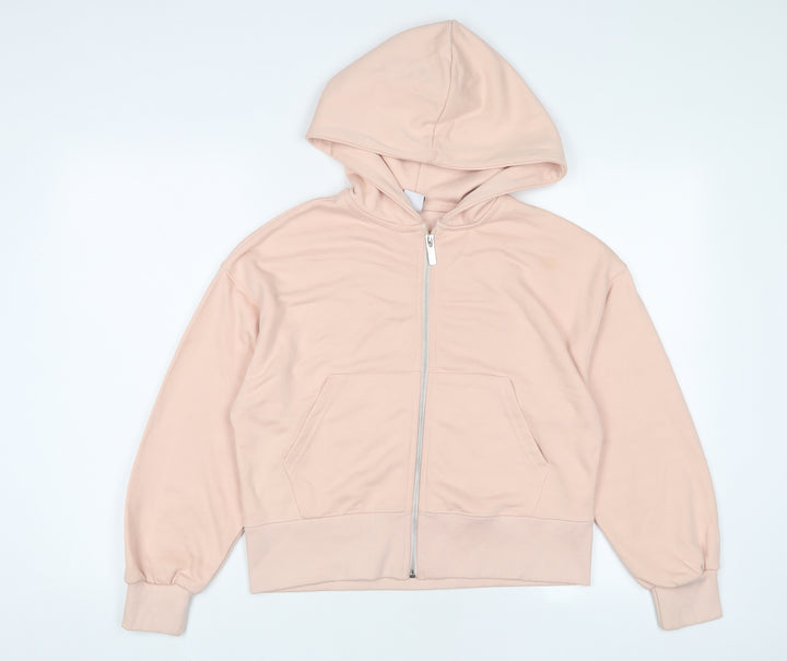 Zara Girls Pink Cotton Full Zip Hoodie Size 11-12 Years Zip