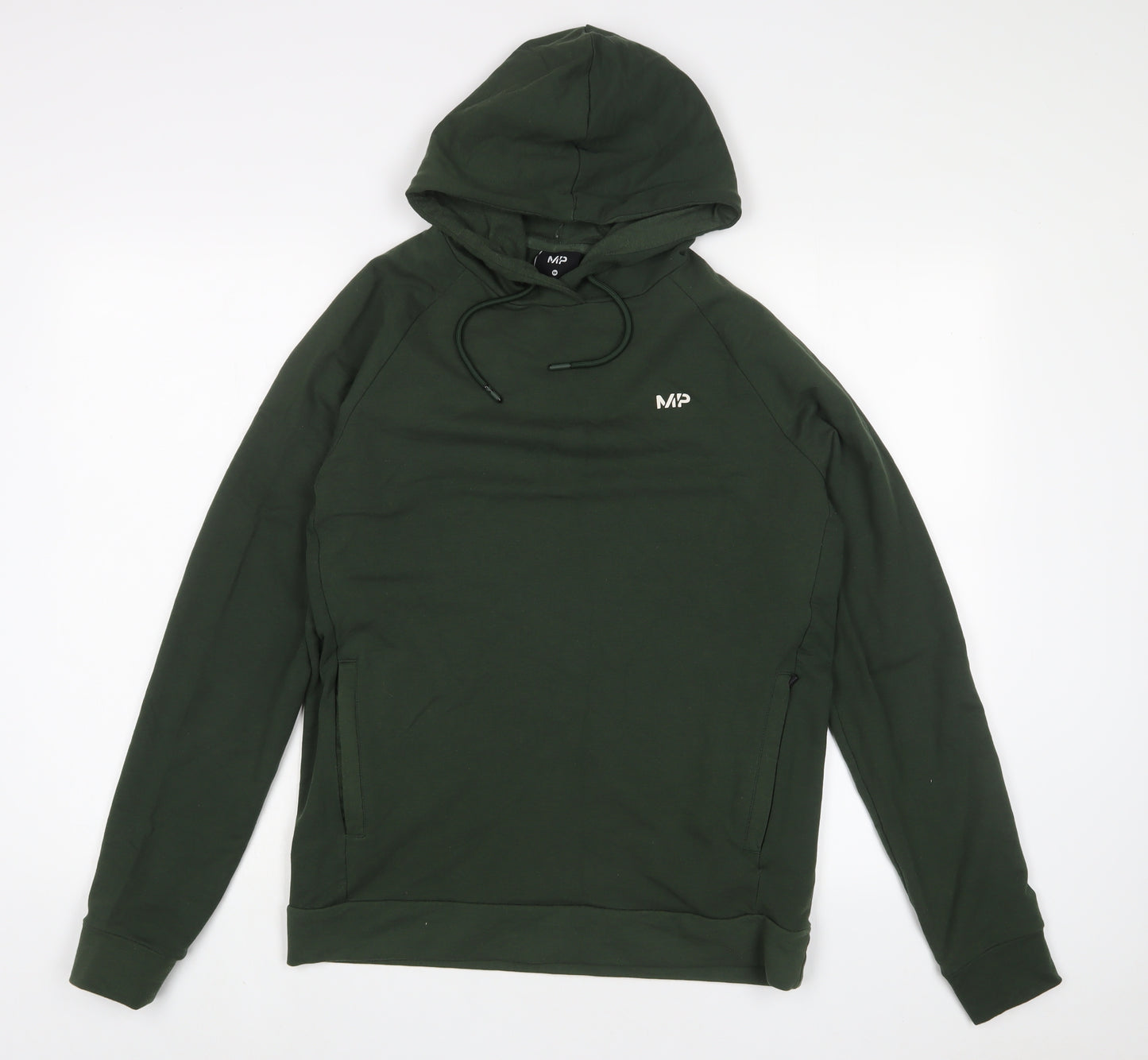 Myprotein Mens Green Cotton Pullover Hoodie Size M - Zip Pockets