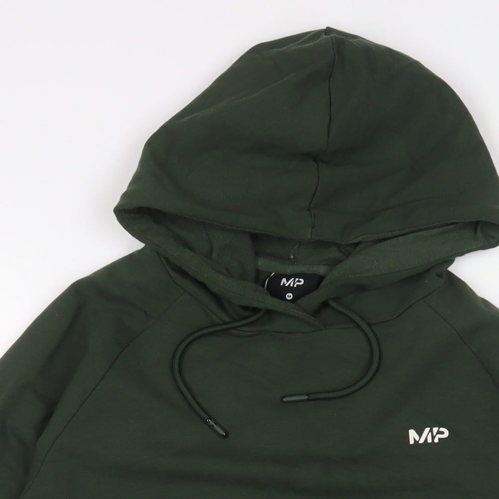 Myprotein Mens Green Cotton Pullover Hoodie Size M - Zip Pockets