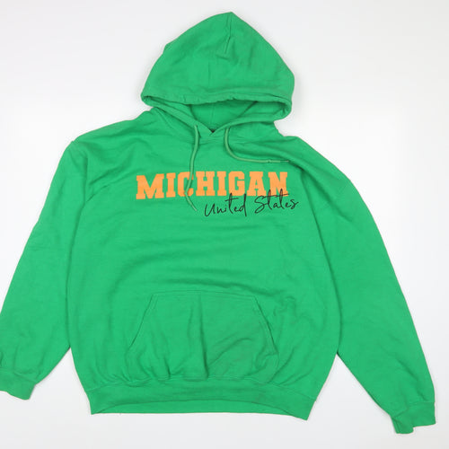 I SAW IT FIRST Womens Green Cotton Pullover Hoodie Size M Pullover - Michigan