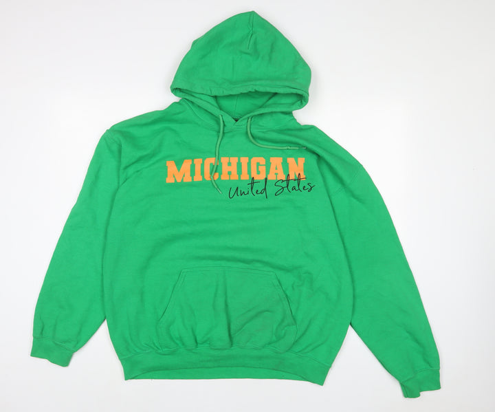 I SAW IT FIRST Womens Green Cotton Pullover Hoodie Size M Pullover - Michigan