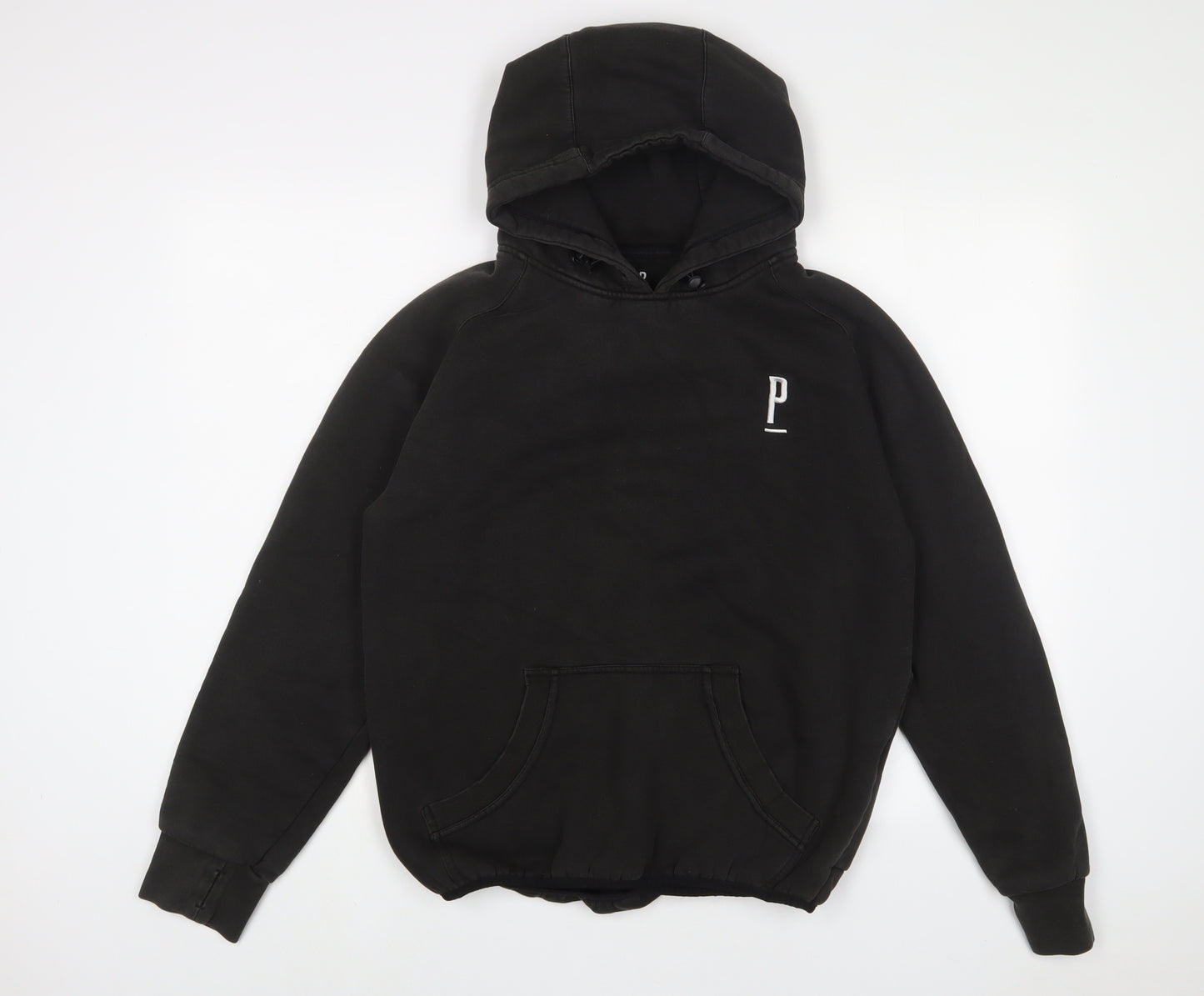 Paria Mens Black Cotton Pullover Hoodie Size M - Logo, Embroidered