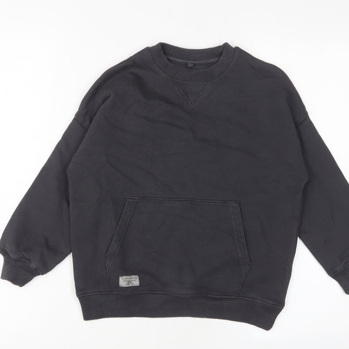 Marks and Spencer Boys Black Cotton Pullover Sweatshirt Size 7-8 Years Pullover