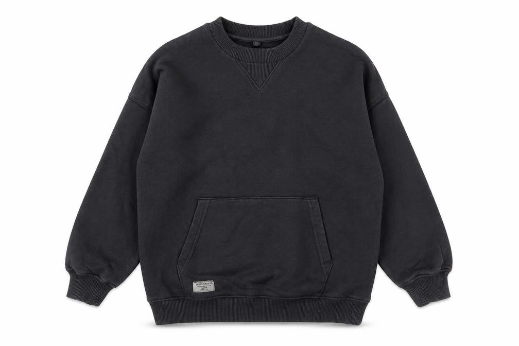Front view of Marks & Spencer boys’ black cotton pullover sweatshirt, size 7-8, years pullover