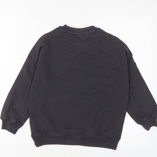 Marks and Spencer Boys Black Cotton Pullover Sweatshirt Size 7-8 Years Pullover
