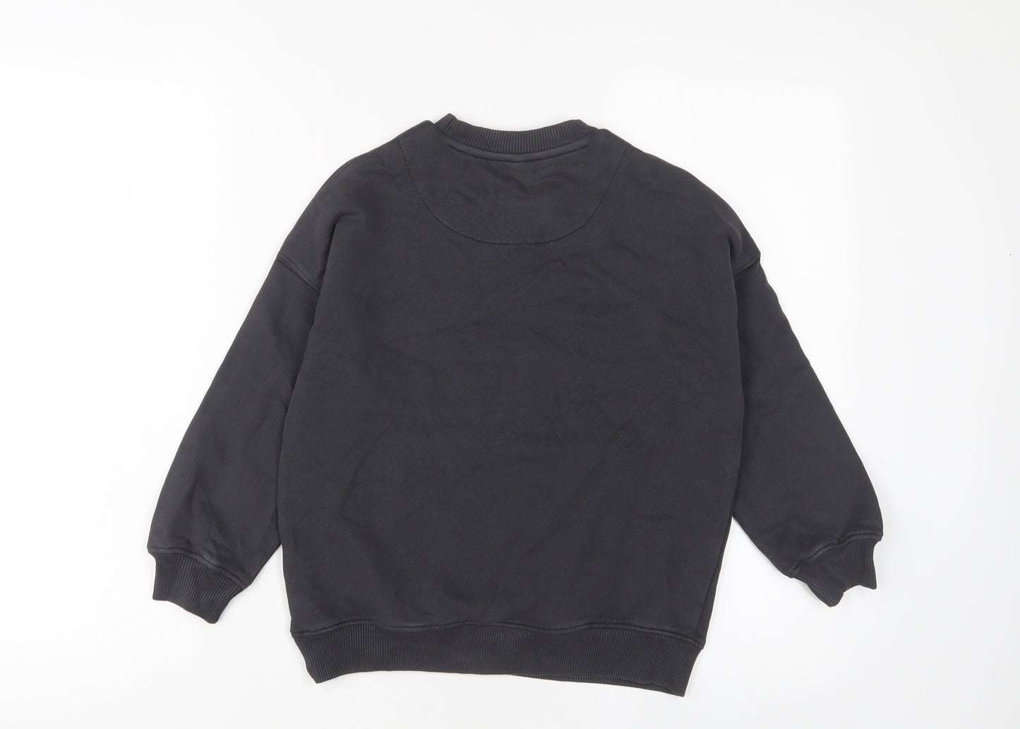 Marks and Spencer Boys Black Cotton Pullover Sweatshirt Size 7-8 Years Pullover