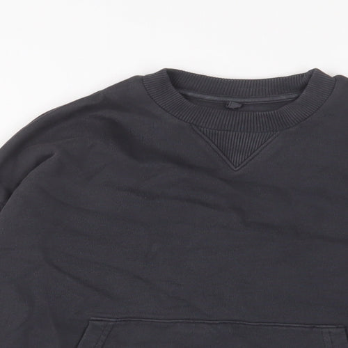 Marks and Spencer Boys Black Cotton Pullover Sweatshirt Size 7-8 Years Pullover