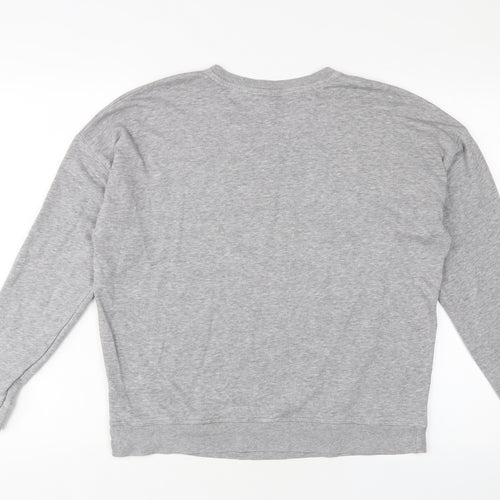 New Look Womens Grey Floral Cotton Pullover Sweatshirt Size 10 Pullover