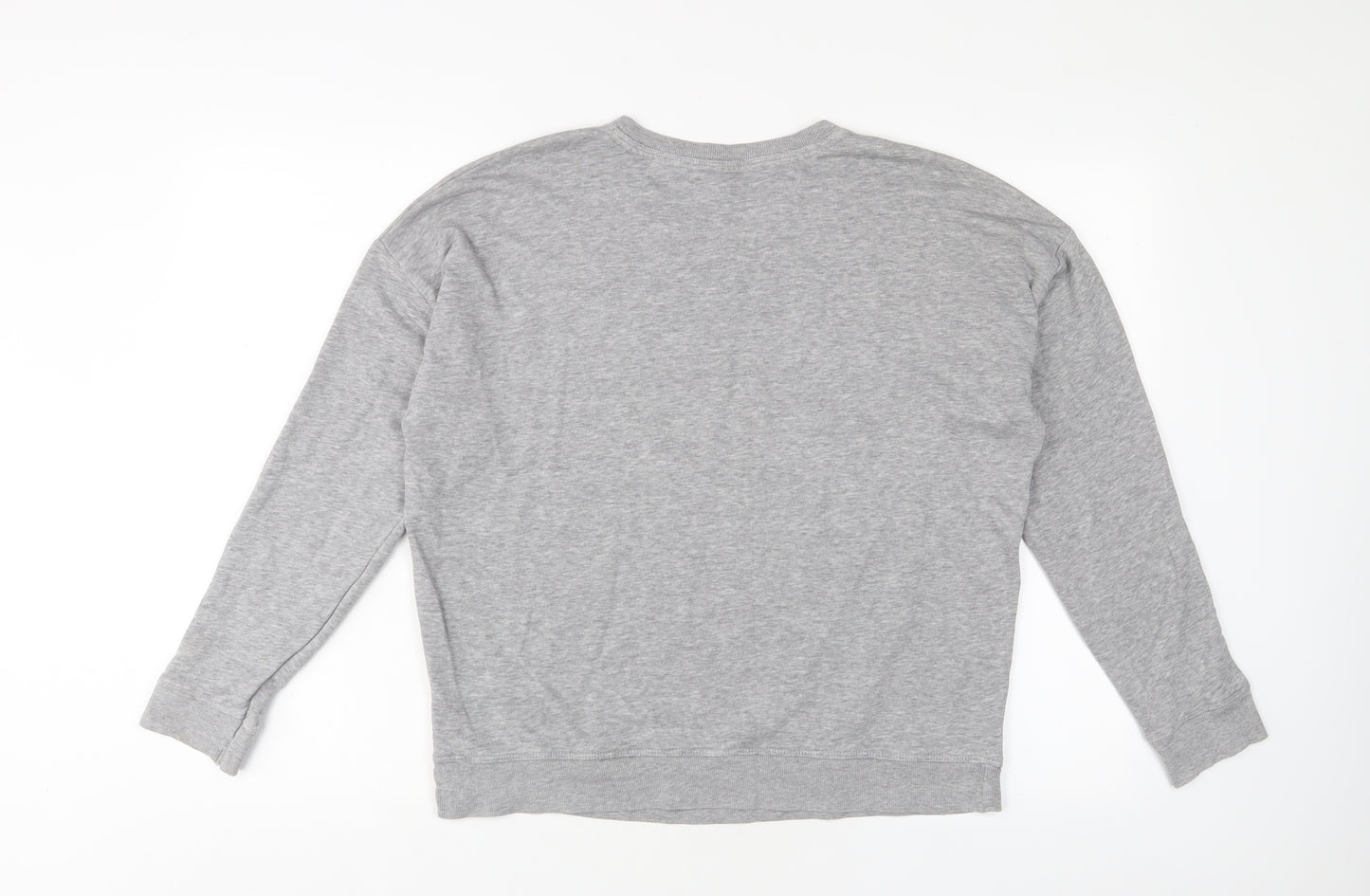New Look Womens Grey Floral Cotton Pullover Sweatshirt Size 10 Pullover