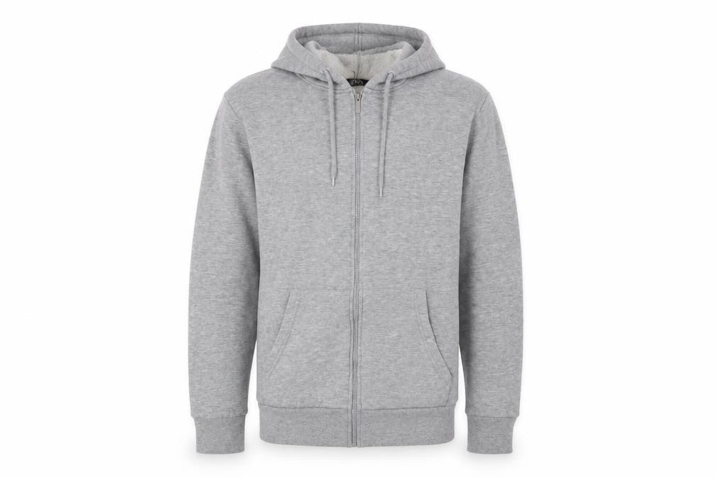 Front view of Originals men’s grey camel pullover hoodie, size L