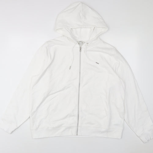 Marks and Spencer Womens White Cotton Pullover Hoodie Size L Pullover