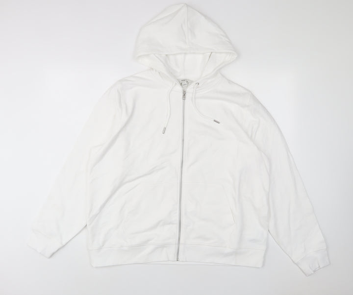 Marks and Spencer Womens White Cotton Pullover Hoodie Size L Pullover