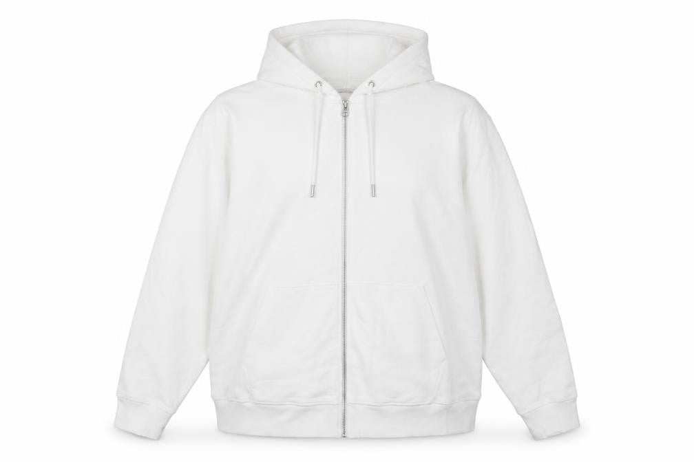 Front view of Marks & Spencer women’s white cotton pullover hoodie, size L, pullover