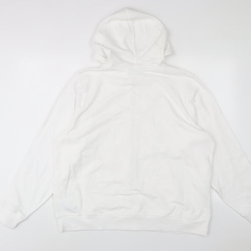 Marks and Spencer Womens White Cotton Pullover Hoodie Size L Pullover