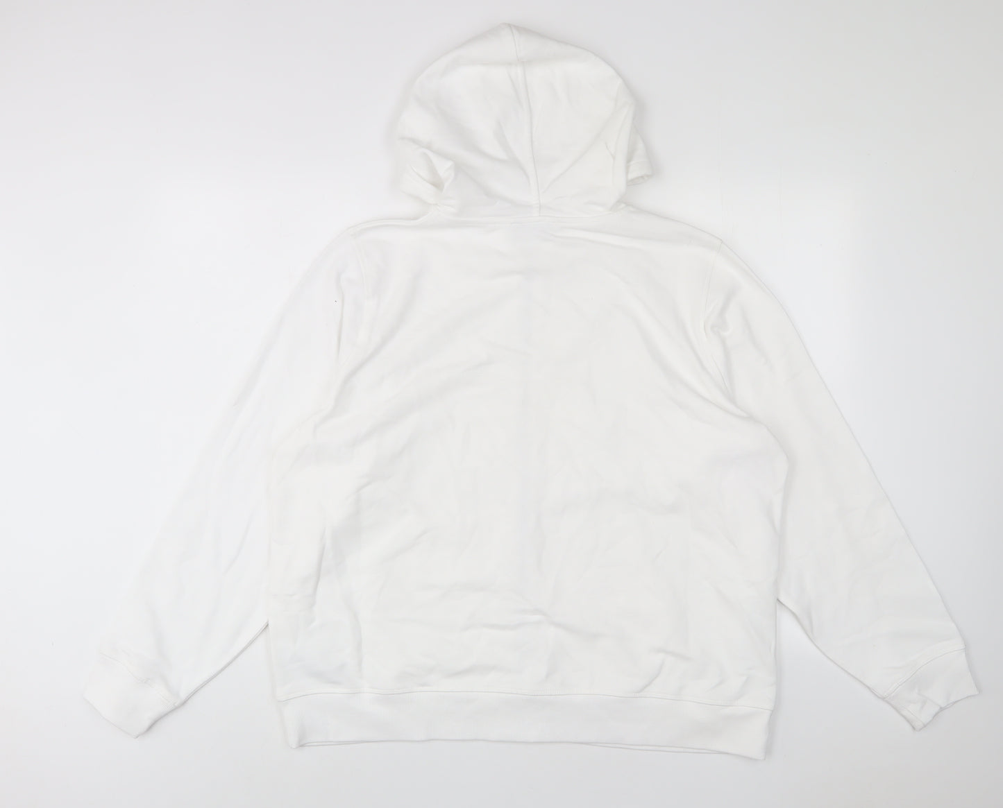 Marks and Spencer Womens White Cotton Pullover Hoodie Size L Pullover