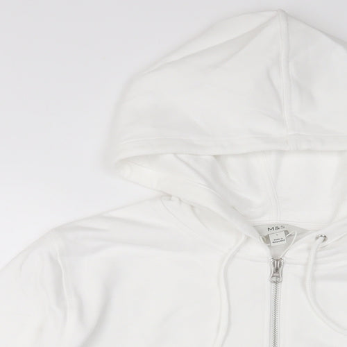 Marks and Spencer Womens White Cotton Pullover Hoodie Size L Pullover