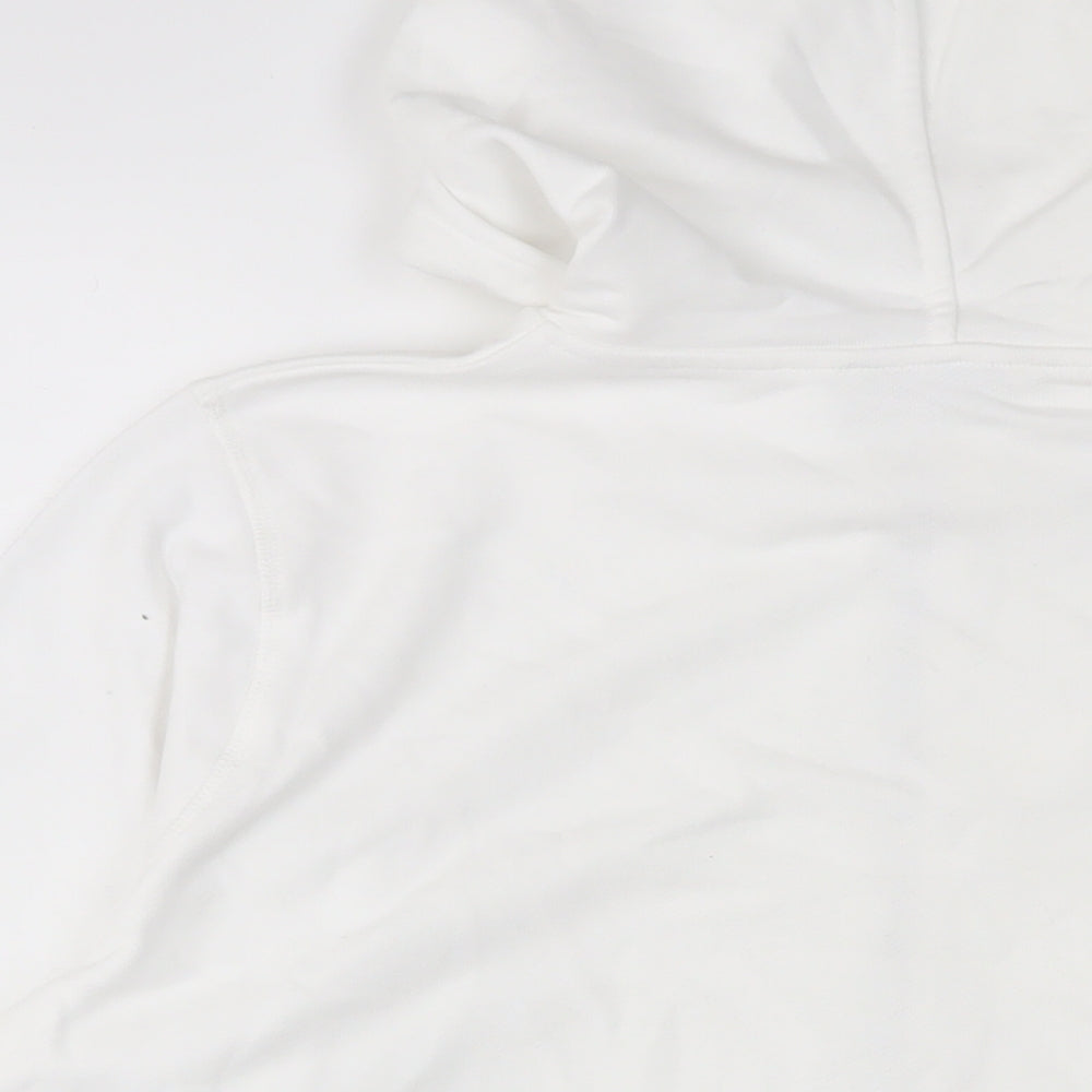 Marks and Spencer Womens White Cotton Pullover Hoodie Size L Pullover
